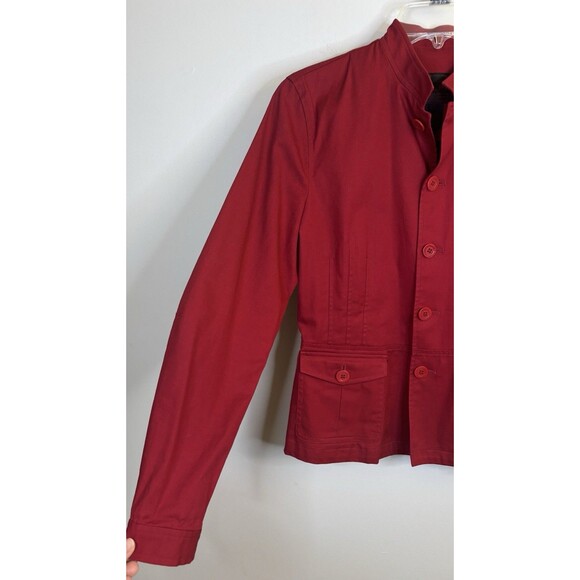 RALPH LAUREN Vintage Red Button Front Jacket Women 4 Long Sleeve Peplum Cotton - Picture 4 of 12